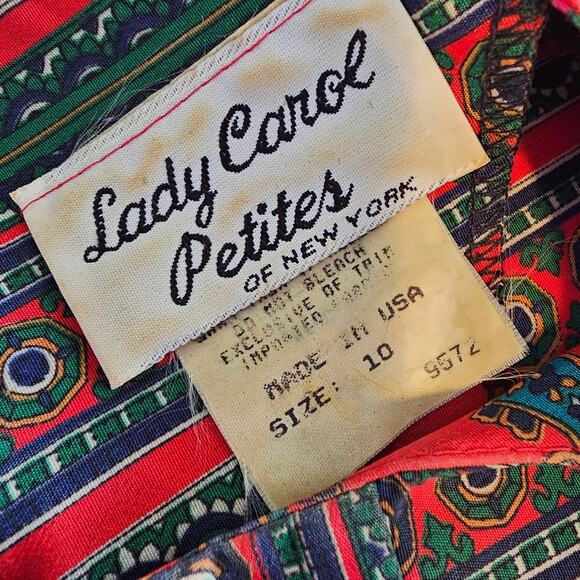 Vintage Lady Carol Red Paisley Pleated Dress Size 10 - Picture 6 of 8